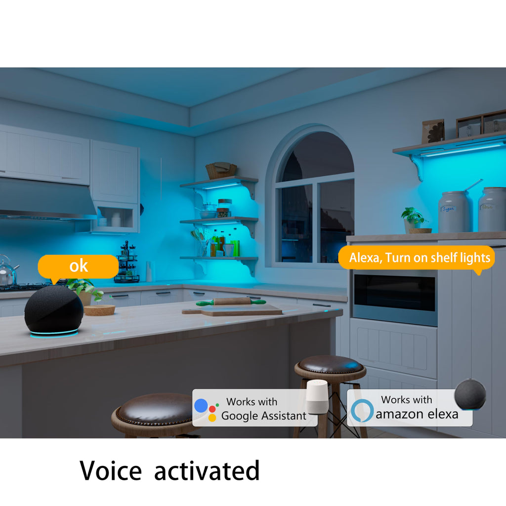 Smart LED Under Cabinet Lights, RGBW 6-Bar Kit