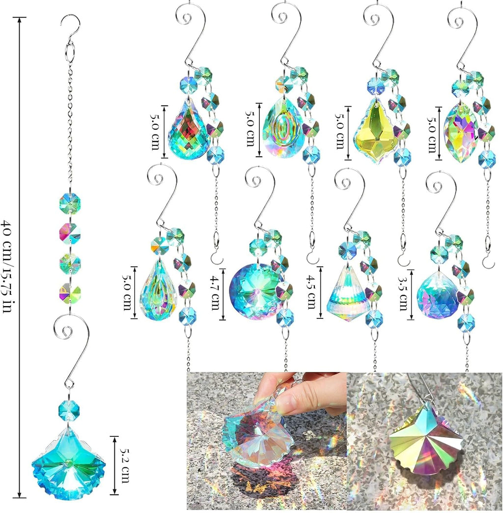 9 Pieces Sun Catchers Indoor Window Suncatcher Crystals Prisms with Chain Pendant Colorful Hanging Ornaments for