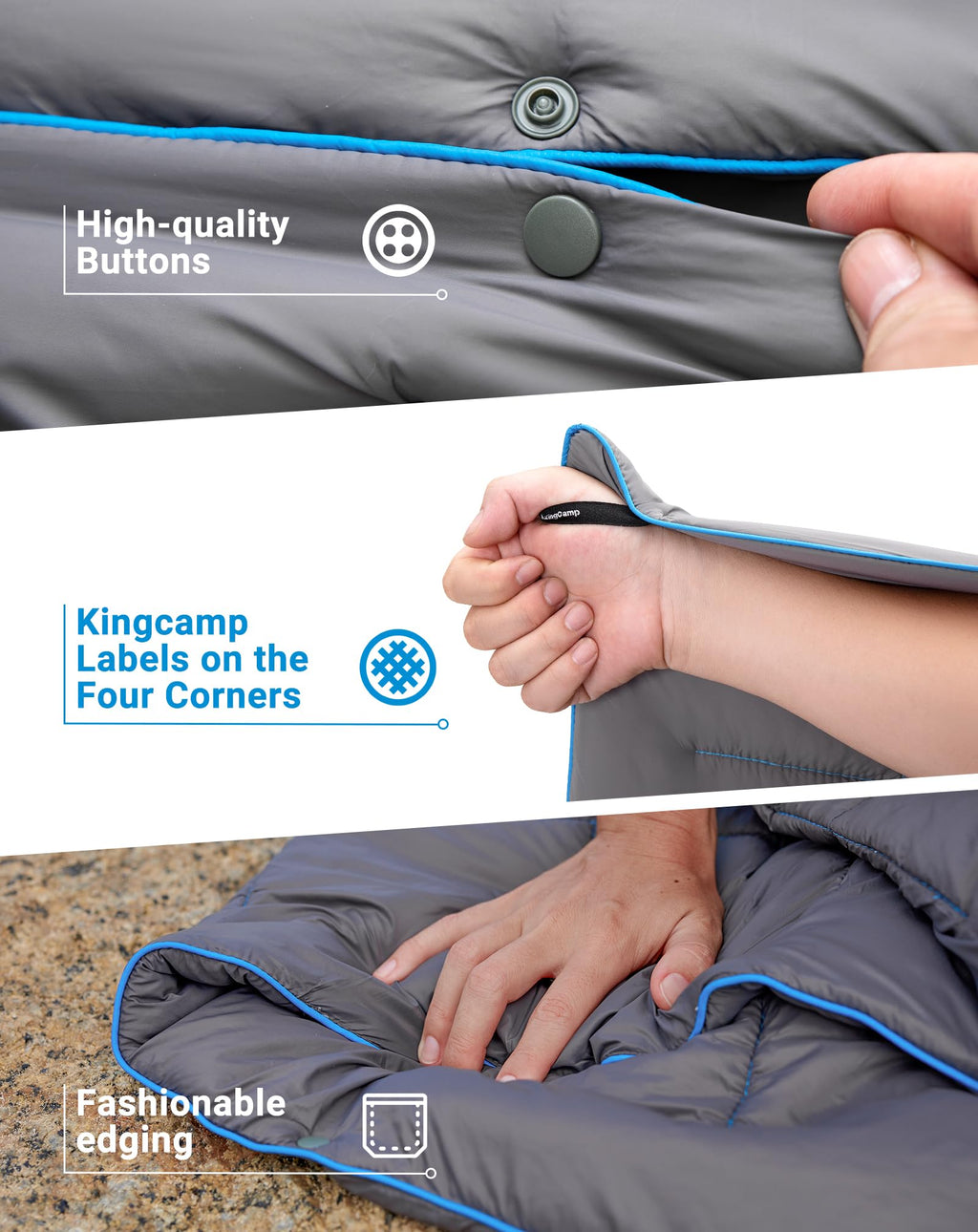 Ultralight Camping Blanket, Wearable Packable Blanket 69" x 53"