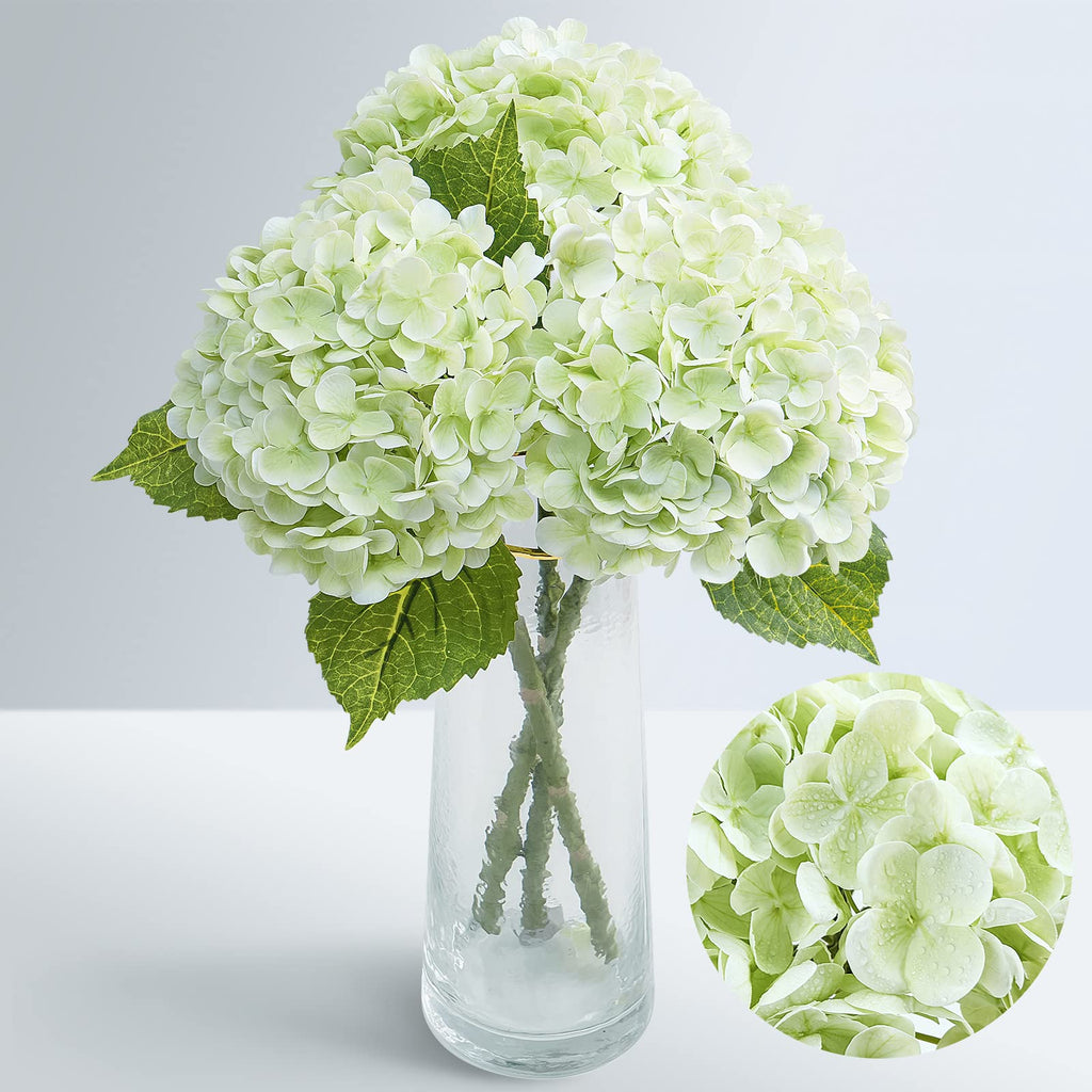 21" Real Touch Hydrangea Artificial with Long Stem & Leaves, Full Latex Faux Hydrangea Decor Party Floral