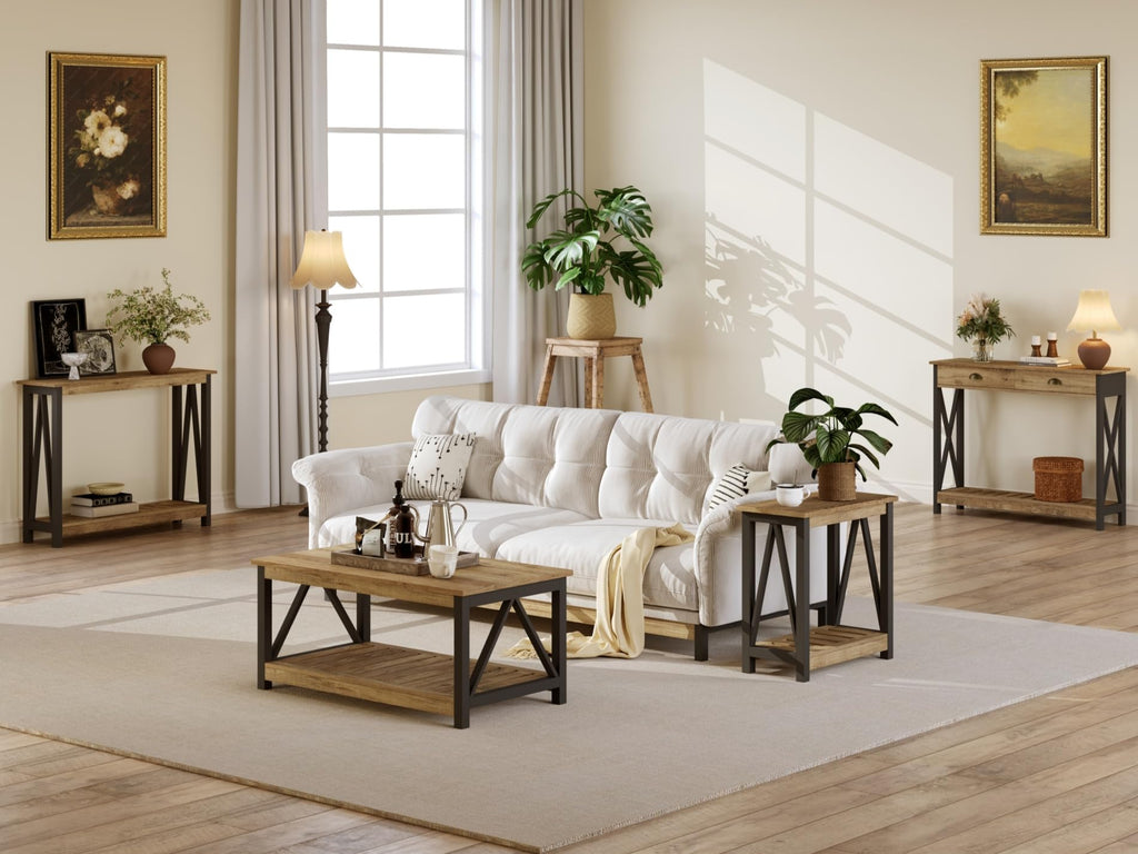 Farmhouse Console Table with Drawer with X Supports