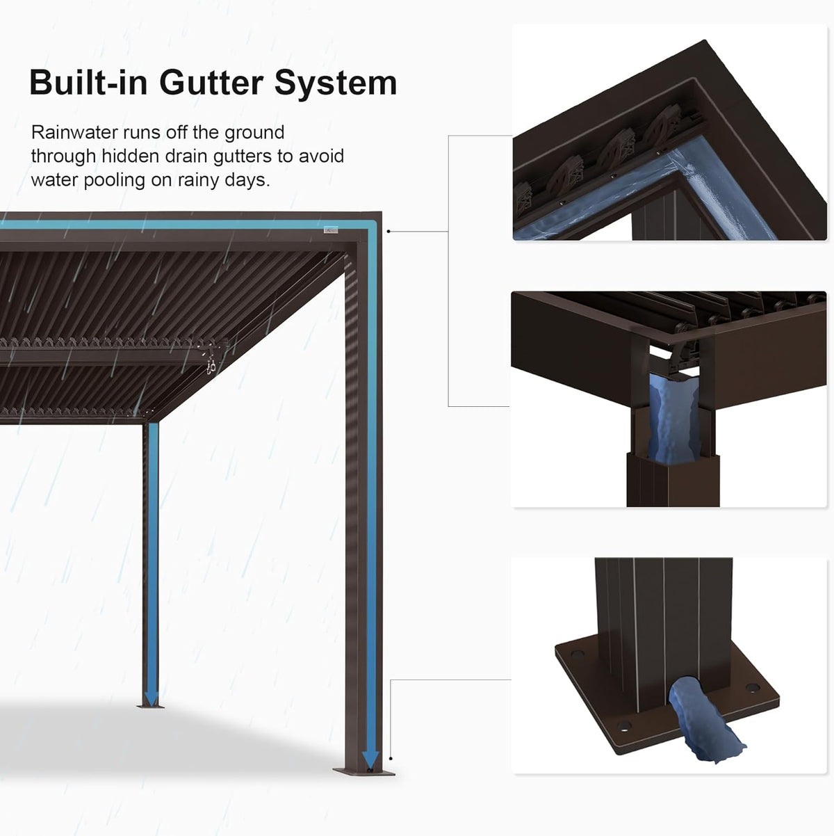 Outdoor 12' × 16' Louvered Pergola with Screens Patio Adjustable Aluminum Canopy Retractable Metal Roof for Deck