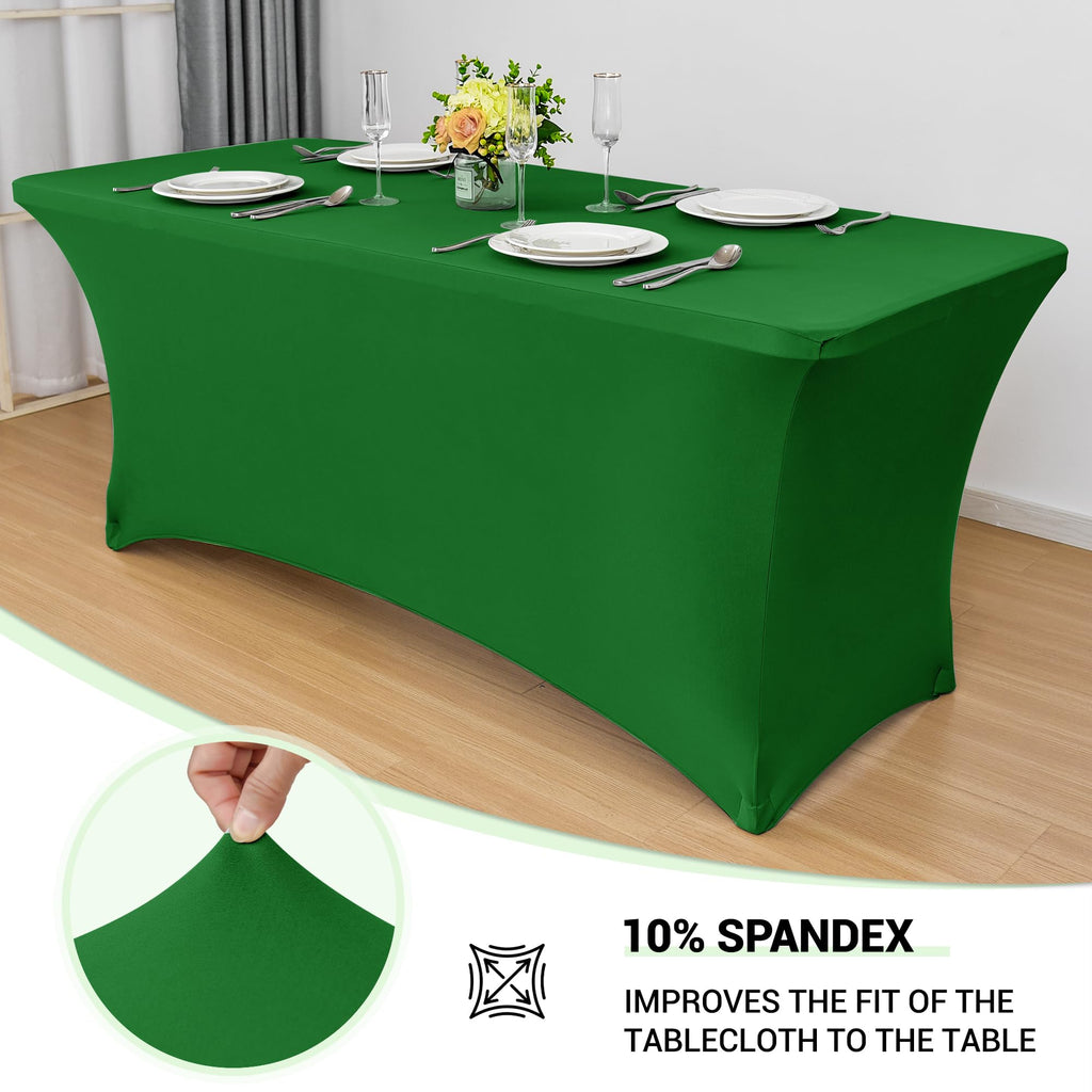 6ft Stretch Spandex Table Cover, 2 Pack, Emerald Green
