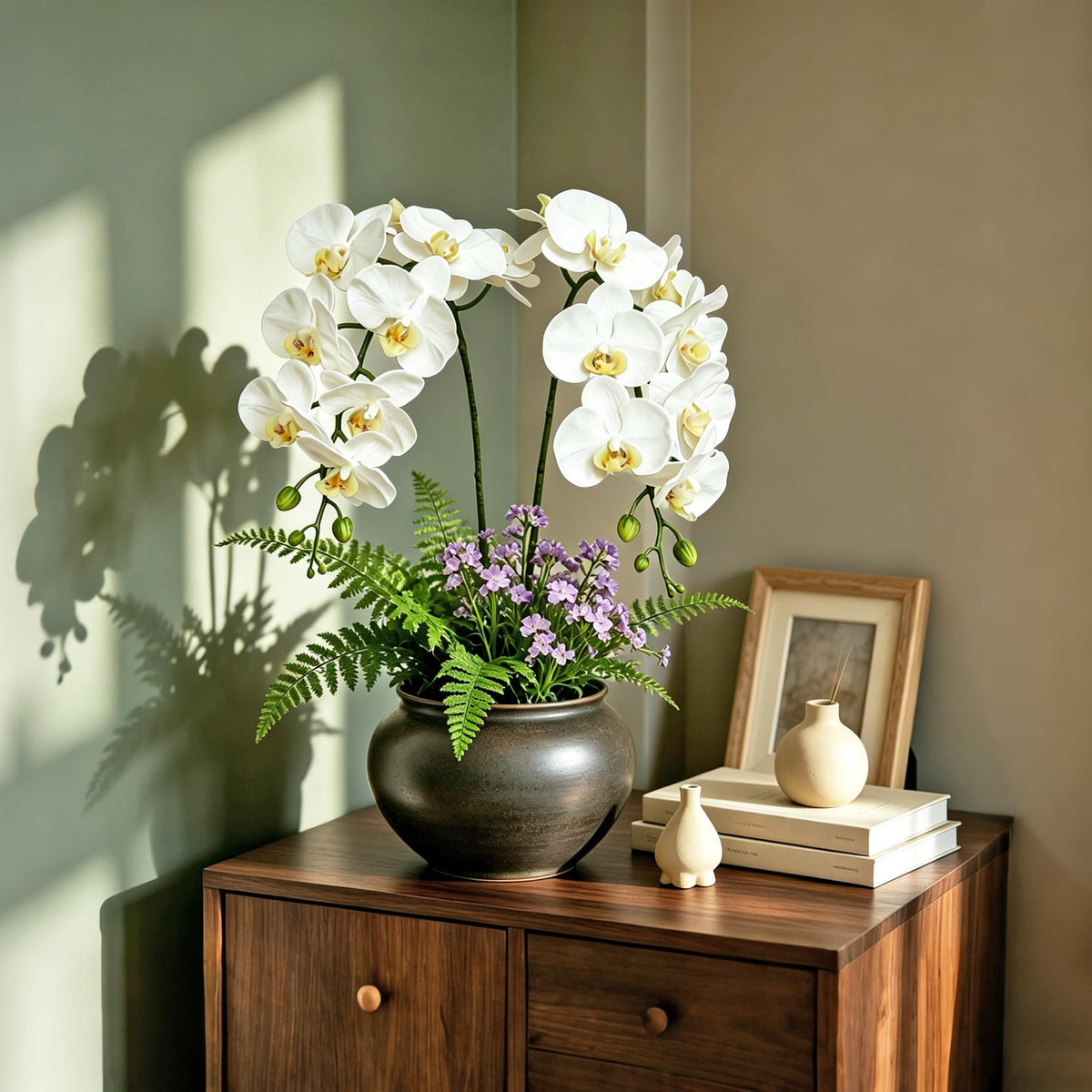 38 Inch Artificial Phalaenopsis Branches Real Touch (Not Silk) Orchids Wedding Decoration, Pack of 2 (White)