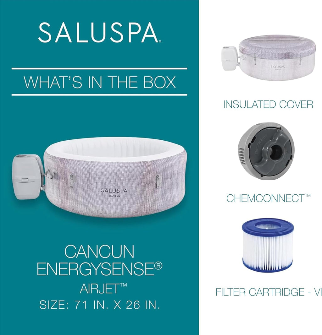 SaluSpa Cancun Energy-Efficient 2-4 Person Inflatable Hot Tub