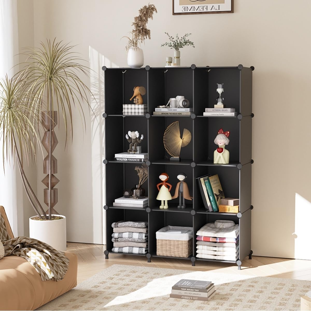 12 Cube Storage Organizer, Closet Organizer Storage Shelves, Black
