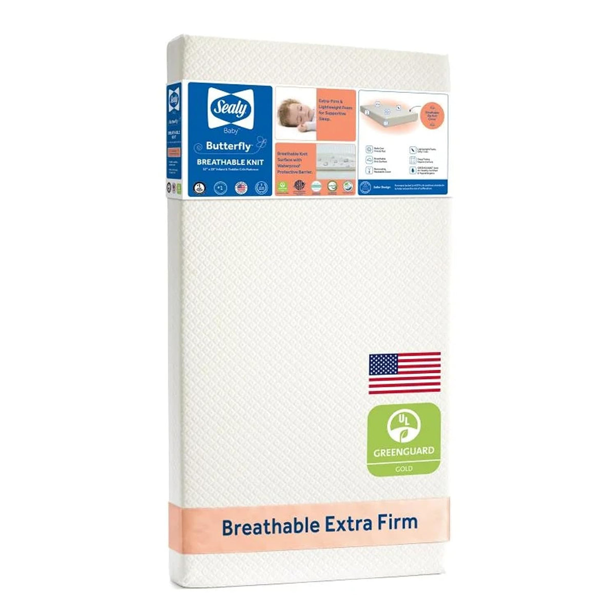 Infant & Toddler Crib Mattress - Butterfly Knit Premium Foam, Waterproof and Breathable, Non Toxic Washable Zip off