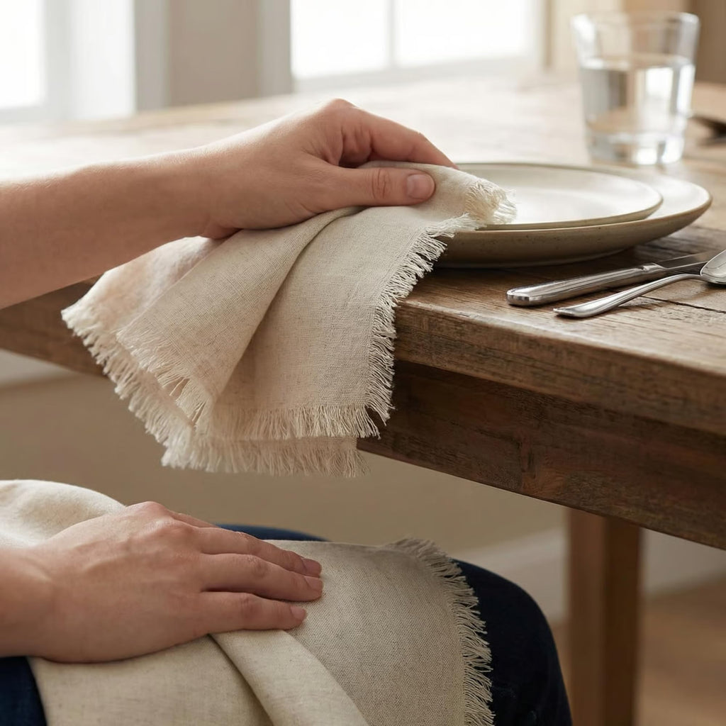 Natural Linen Cloth Napkins, Set of 12, 18x18 Inches