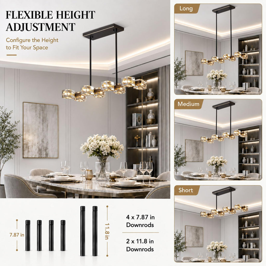 8-Light Crystal Rectangular Chandelier