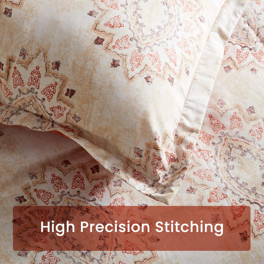 Bedding Duvet Cover Sets Printed Damask Pattern 120gsm Ultra Soft Zipper Closure Corner TiesDamask Beige, (104 X