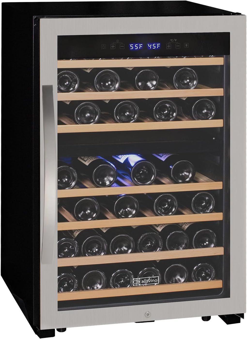 22" Wide Cascina Series 47 Bottle Dual Zone Stainless Steel Wine Refrigerator KWR47D-2SR
