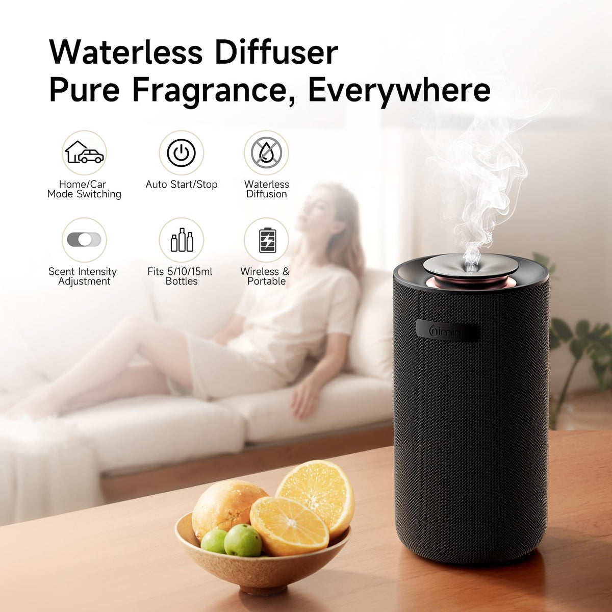 Waterless Car Diffuser Air Freshener, Vibration Sensor Auto On Off