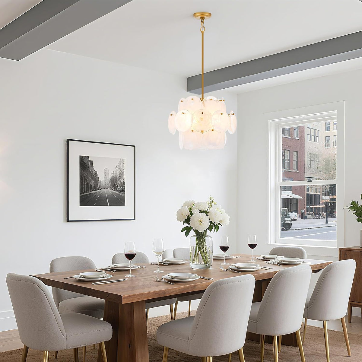 Gold Large Modern Glass Chandelier