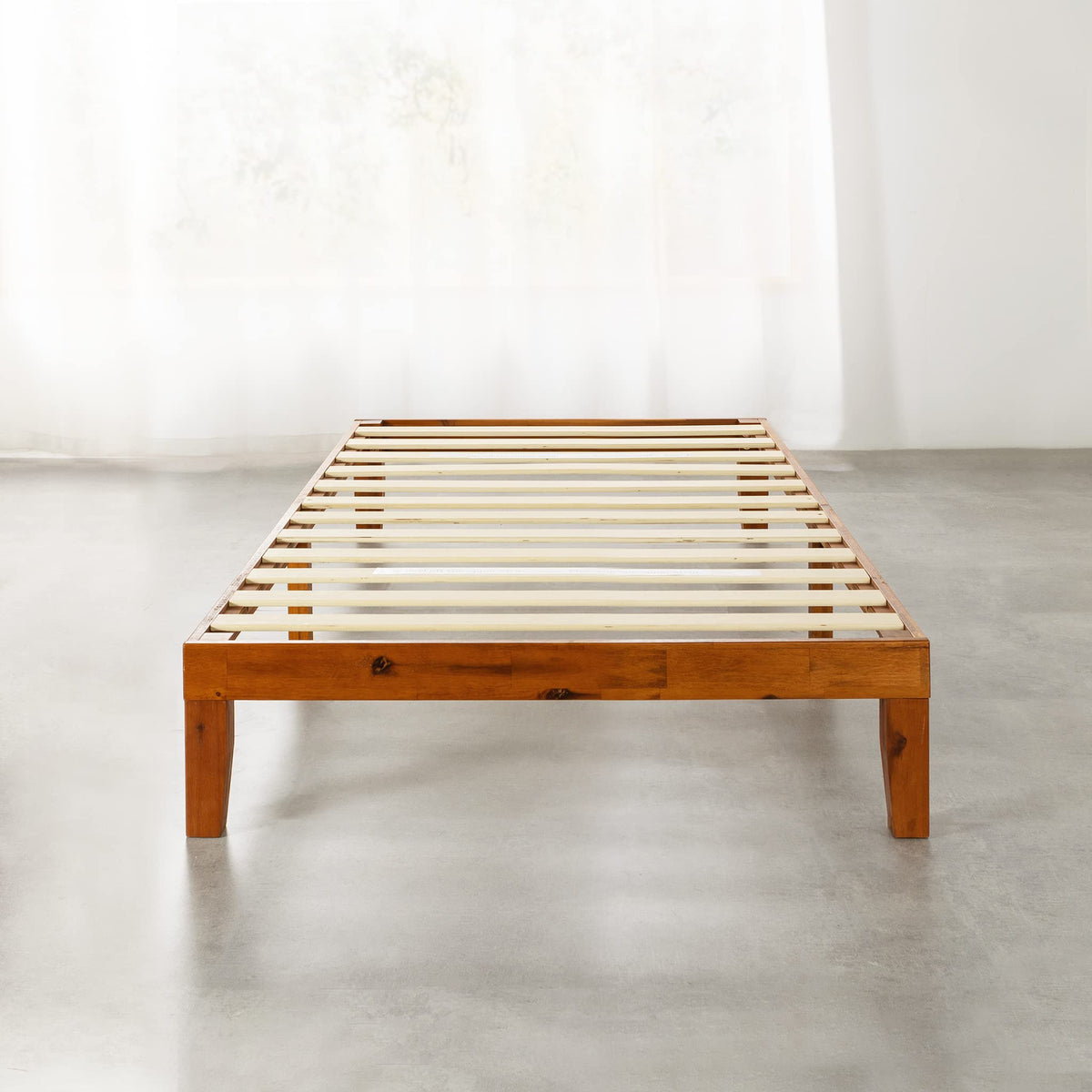 Naturalista Classic 12-Inch Solid Wood Platform Bed | Wooden Slats, No Box Spring Needed, Easy Assembly | Twin, Cherry