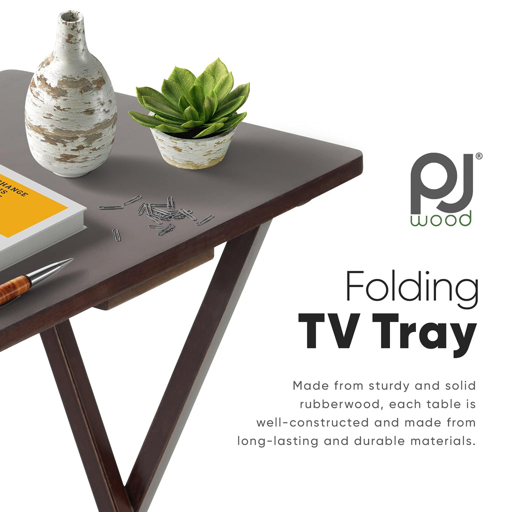 Folding TV Tray Set of 2 - Espresso Wood Tables