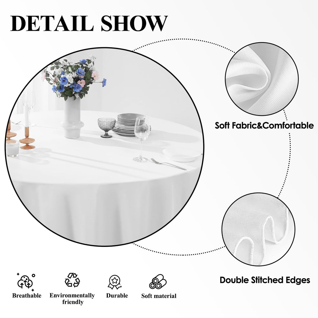 10 Pack White Round Tablecloths 120 Inch for Dining Tables