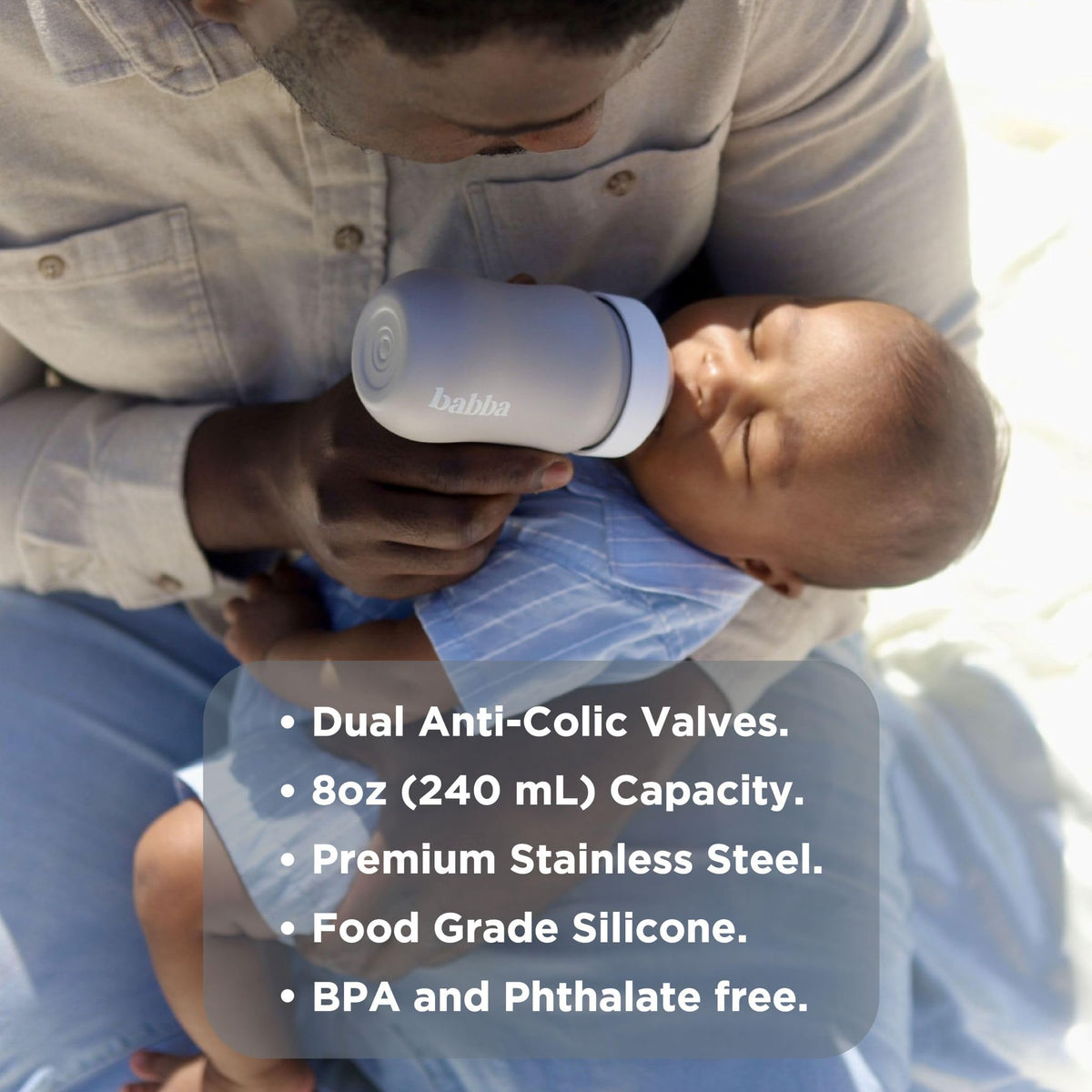 Stainless Steel Baby Bottle, Anti-Colic, Vacuum-Insulated, 8oz