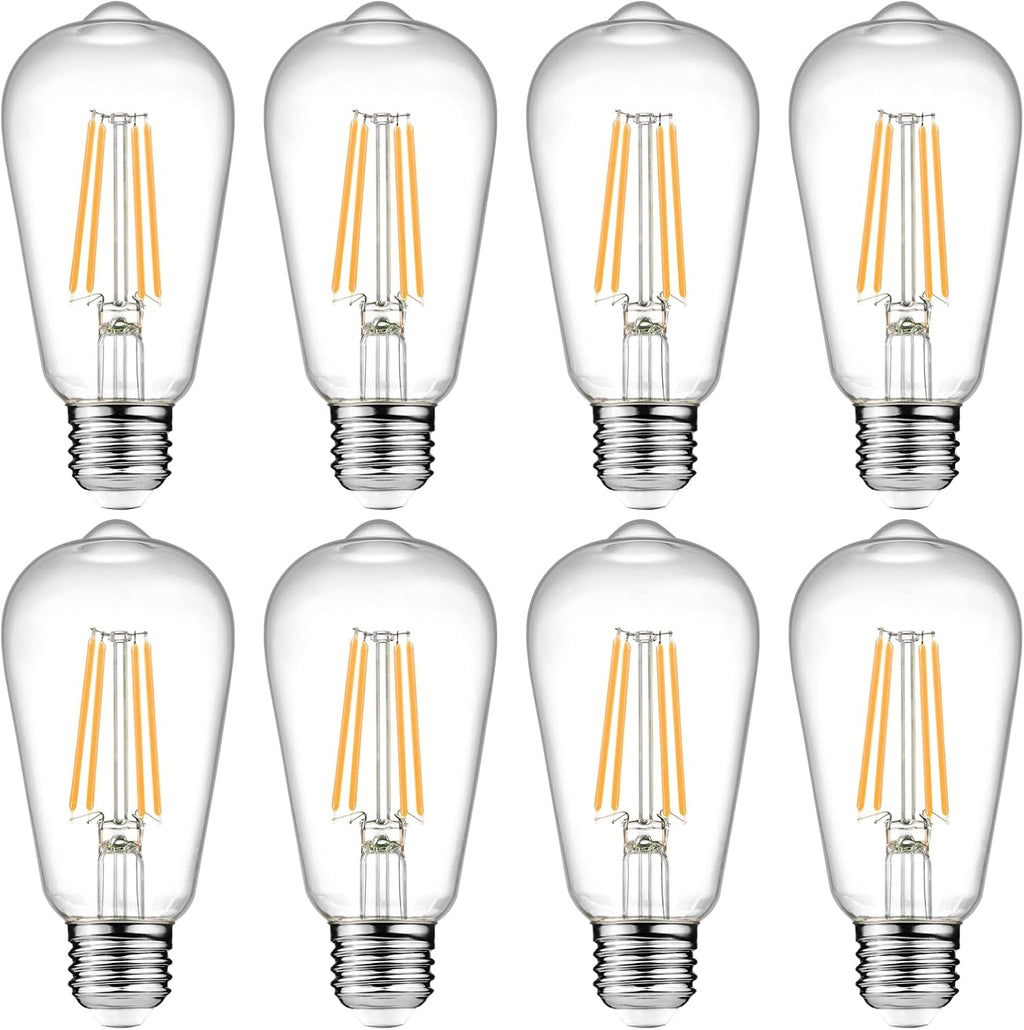 Vintage LED Edison Bulbs, 6W, Equivalent 60W, Non-Dimmable, Warm White 2700K, ST58 Antique LED Filament Bulbs