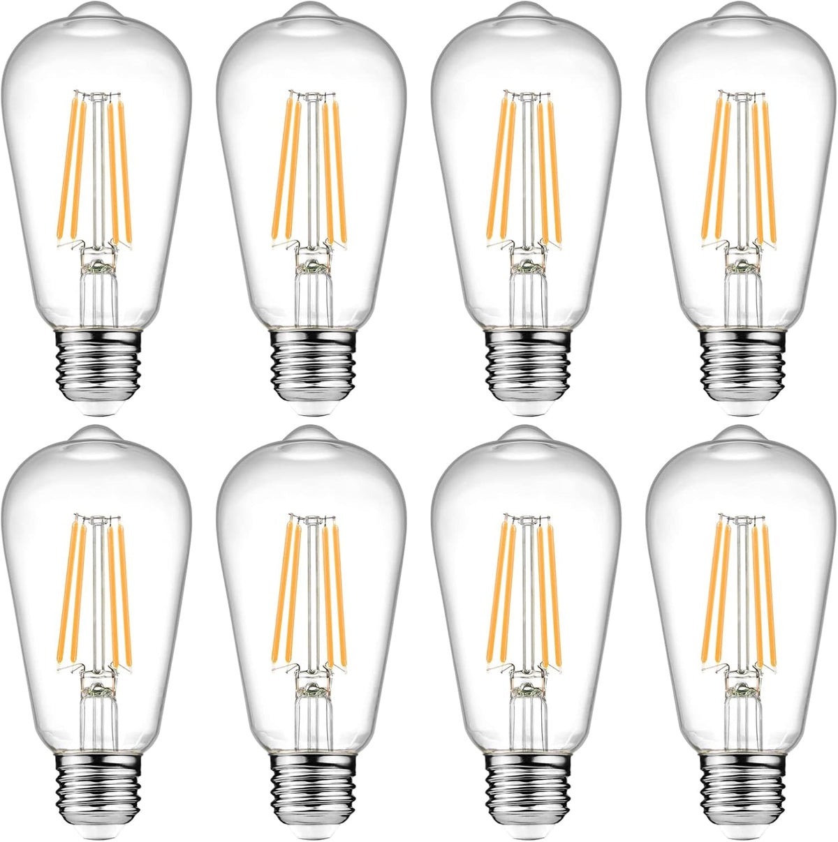 Vintage LED Edison Bulbs, 6W, Equivalent 60W, Non-Dimmable, Warm White 2700K, ST58 Antique LED Filament Bulbs