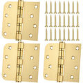 4'' Ball Bearing Door Hinge, 4 x 4 Inch Exterior Door Hinge, 3 Pack, Gold