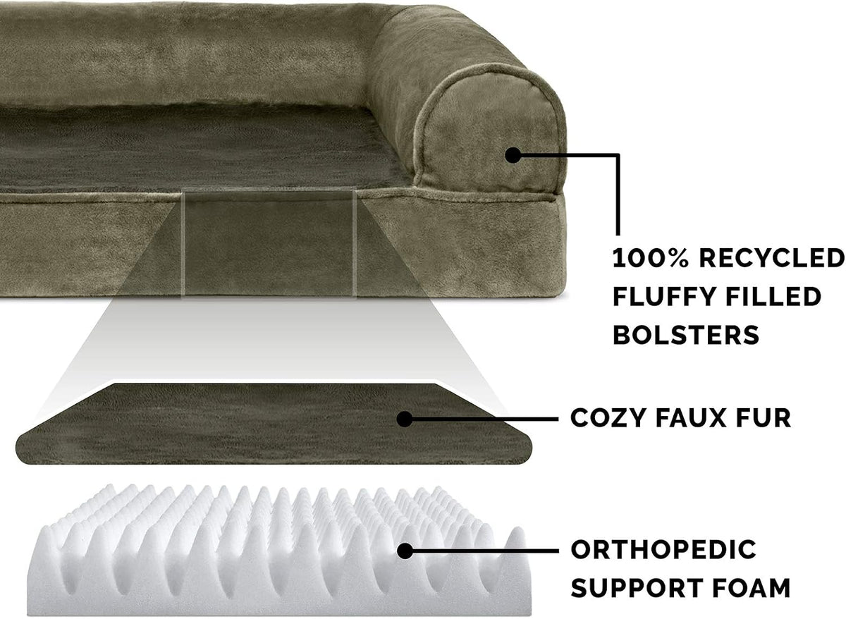 Dog Bed Sofa Sofa - Dark Sage, Large W/Same Size Waterproof Liner