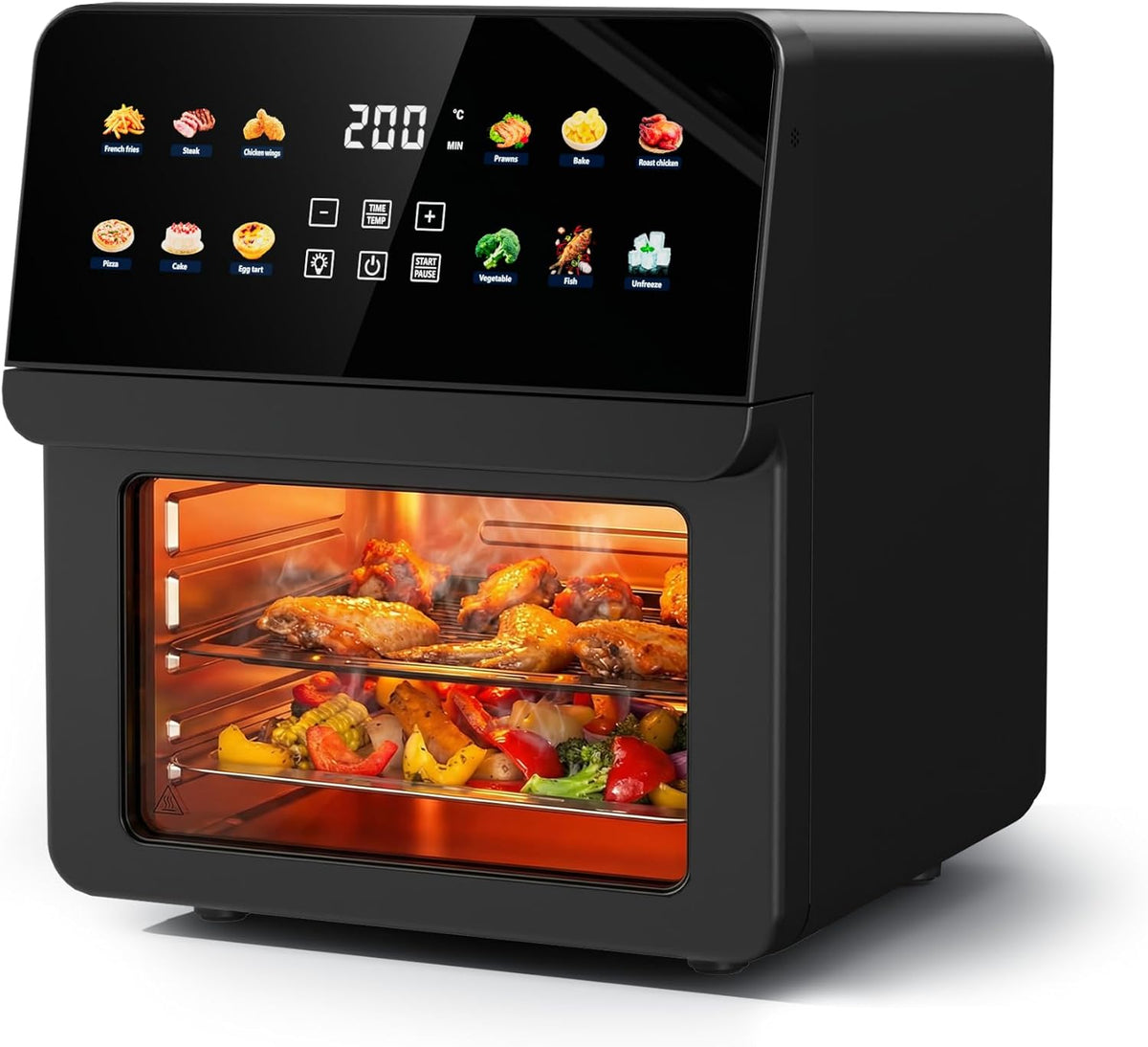 12QT Air Fryer Oven, 8-in-1 Air Fryer Toaster Oven Combo with 8 Presets, Family Size Countertop Oven with 2 Baking