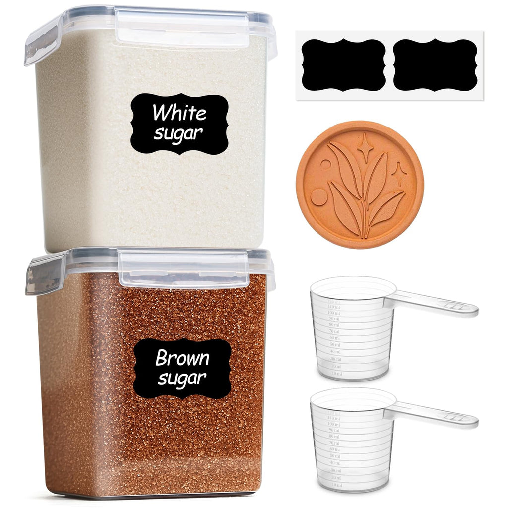Airtight Brown Sugar Containers with Terra Cotta Saver 2.6Qt 2Pack