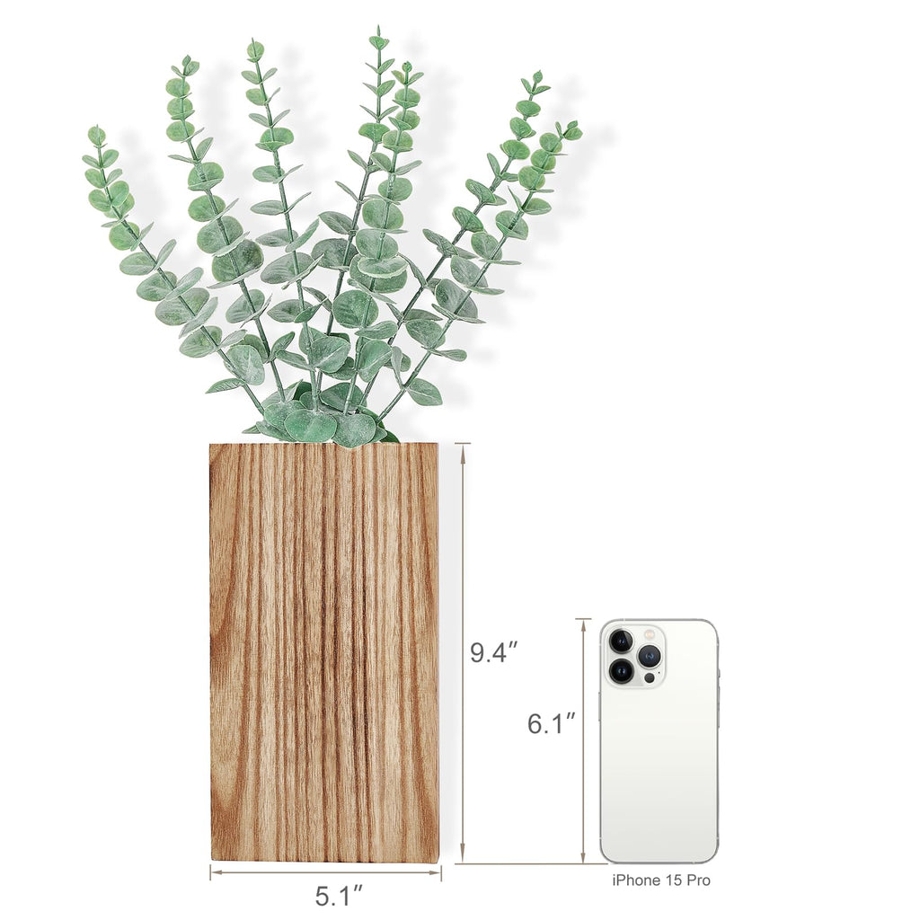 2 Pack Wall Planter Vase with Fake Eucalyptus Plants for Wall Decor