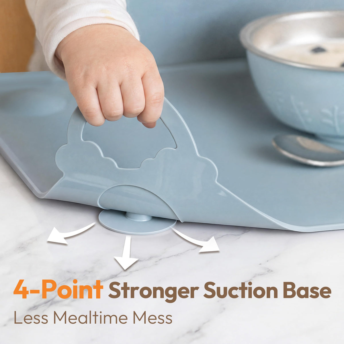 Silicone Suction Placemat for Baby: 4 Suction Bases Prevent Spills