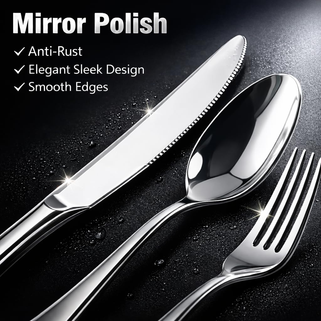 Silverware Set for 12, Stainless Steel Flatware Cutlery Set,Mirror Polished
