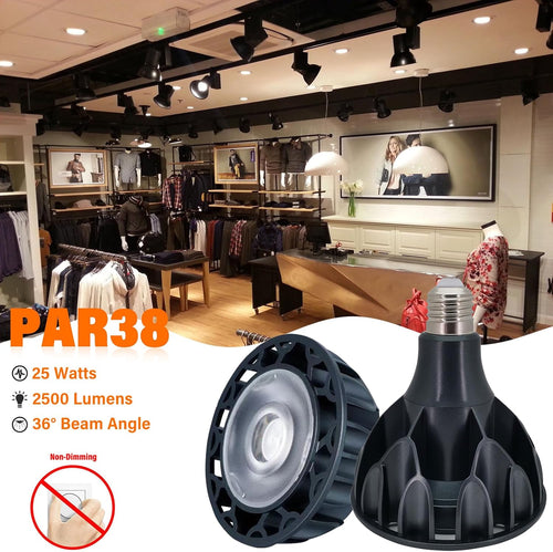 ) PAR38 Flood Light LED Bulb 25 Watt COB Grow Lights (200 Watt Eqv.) 2500 Lumens Spotlight, 36° Beam Angle