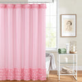 Ruffle, Pink Girls Women Fabric with Delicate Handcrafted Ruffles, Waterproof Ruched Farmhouse Decorative Bathroom