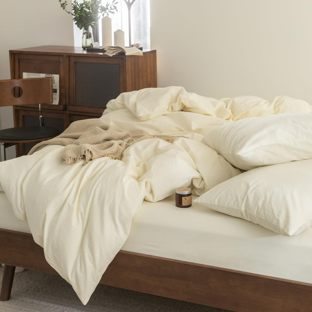 Duvet Cover Set 100% Washed Cotton Linen Feel Oversized