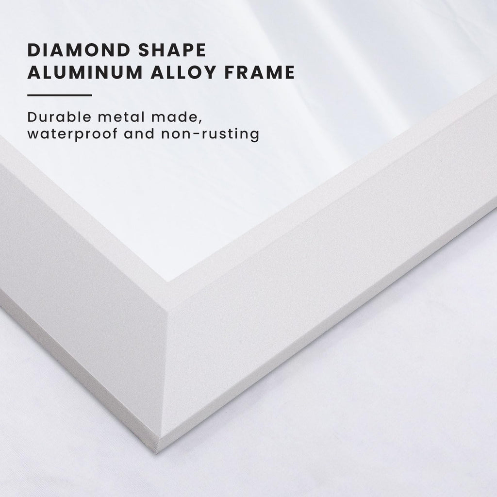 Bathroom Mirror for Wall 60x28 Inch, White Metal Framed