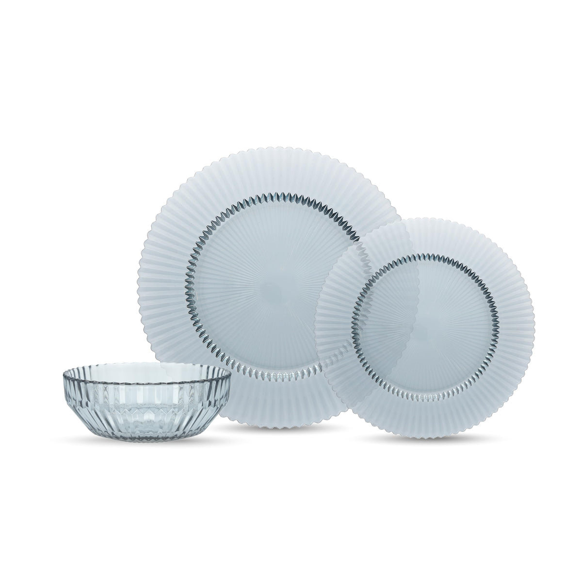 Archie Glass, 12 Piece Dinnerware Set (Service for 4), Dusk Gray
