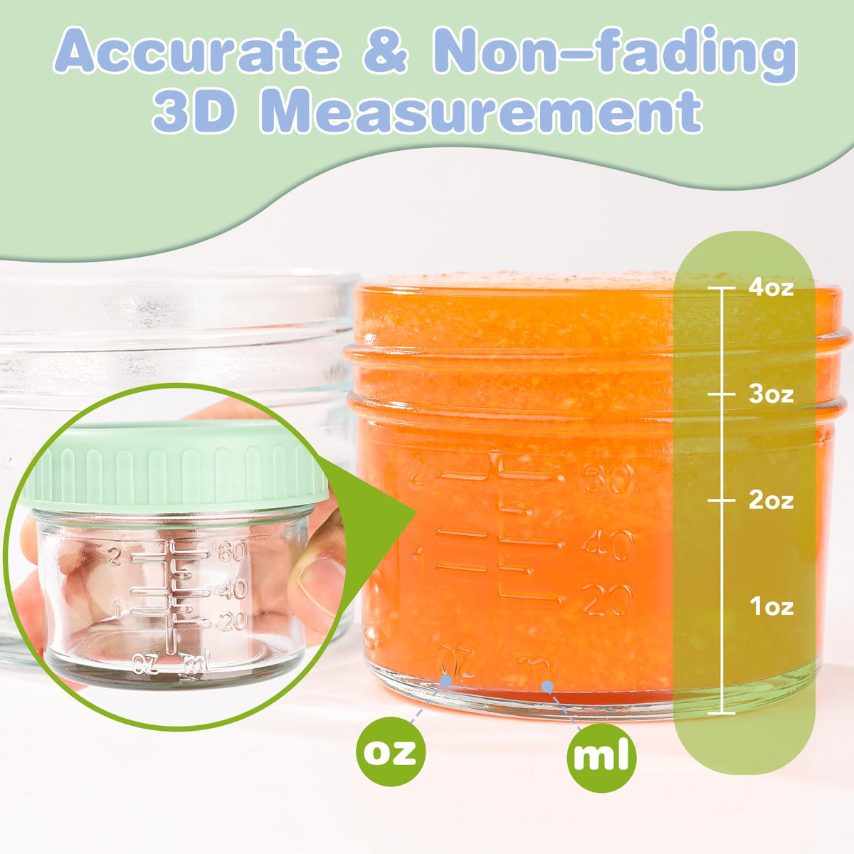 16 Pack Baby Food Containers, 4 oz Glass Baby Food Jars with Lids
