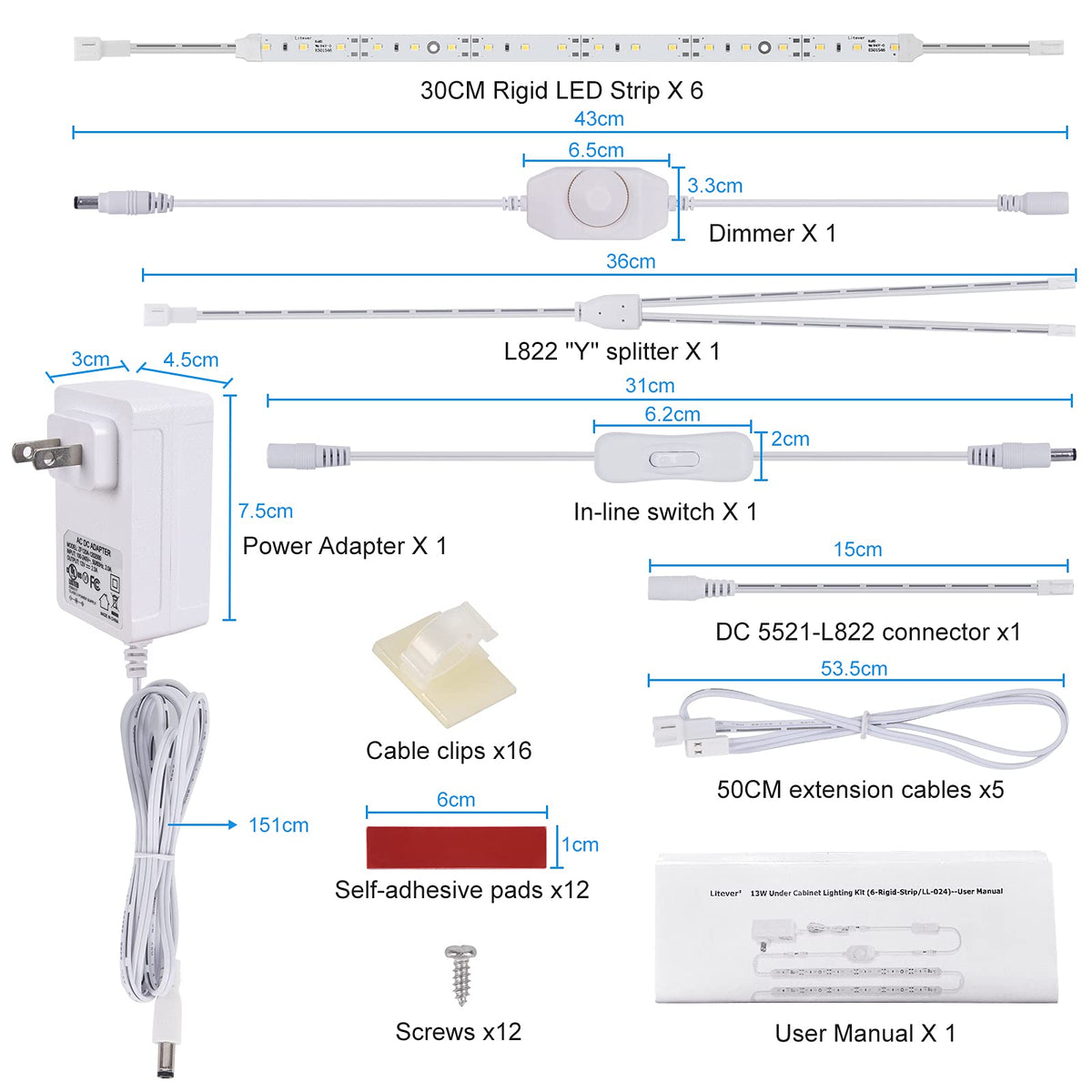 Under Cabinet LED Lighting Kit Plug in 13W Daylight White