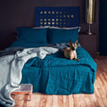 Teal Blue Linen Duvet Cover, Stonewashed Flax Bedding Midweight Natural Linen Comforter Cover