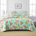 Cotton Coastal Bedspread Quilt Sets Reversible Bedding Coverlet Sets Comforters, Fairytale Starfish Seashell
