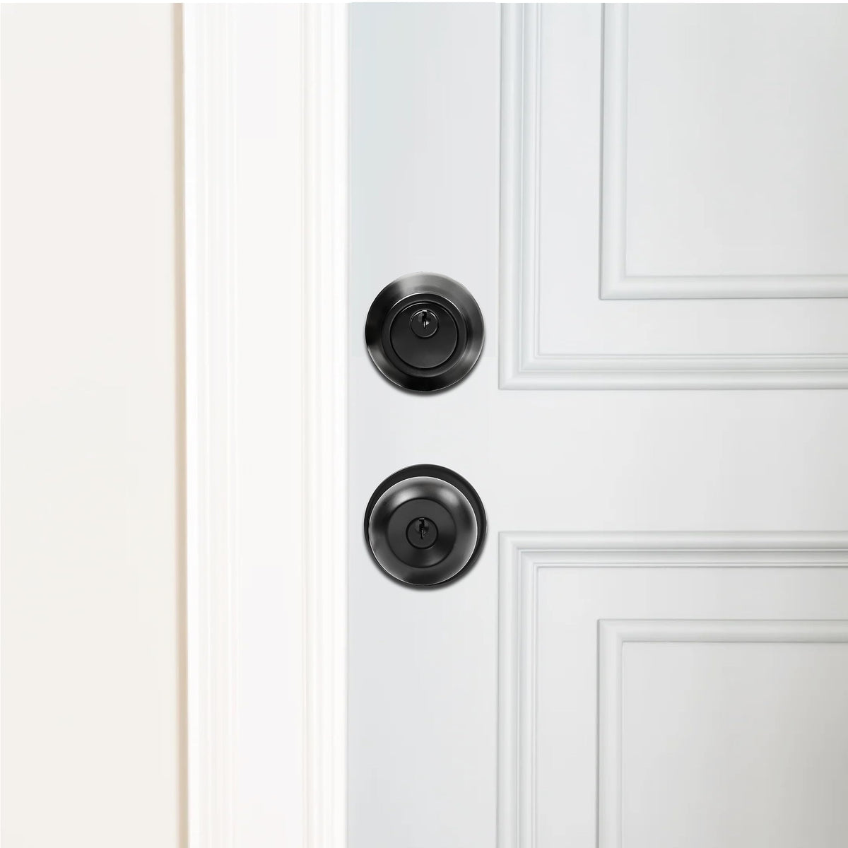 Front Door Lock Set, Exterior Door Lock Set with Deadbolt, Matte Black 2PCS