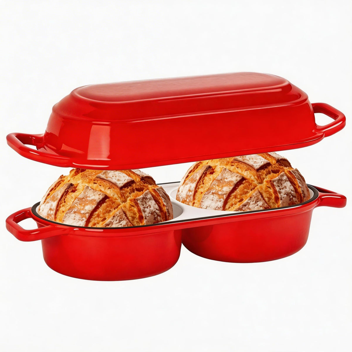Mini Double Dutch Oven For Sourdough Bread Baking, 2.2QT Enameled Cast Iron