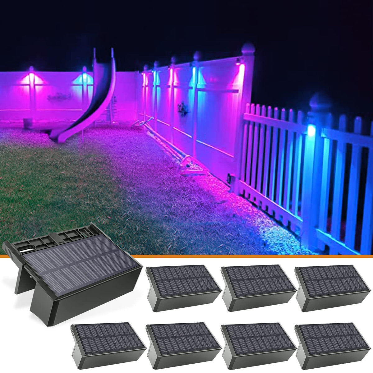 Solar Deck Lights Outdoor 8 Pack, 1800mAh Long Lighting Time