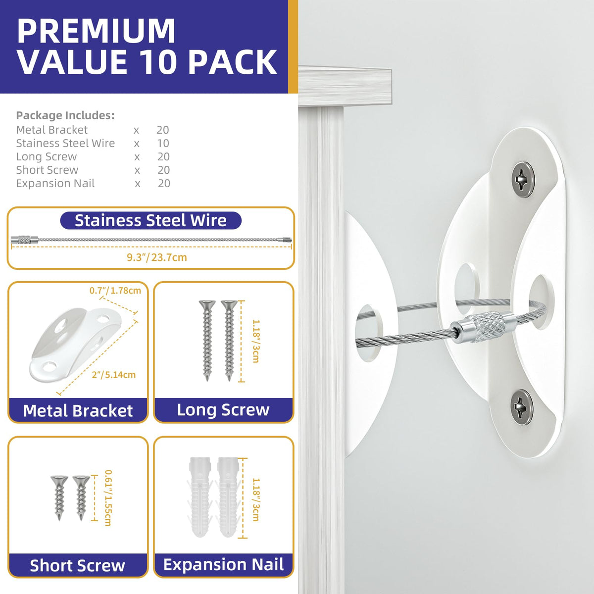 Furniture Anchors(10 Pack), Furniture Straps for Baby Proofing