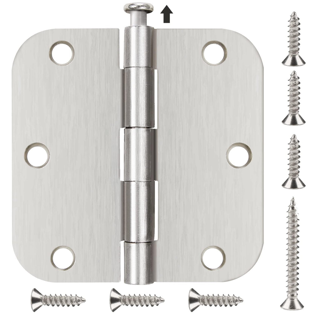 Residential Brushed Nickel Door Hinges 3.5" X 3 1/2" 5/8" Radius