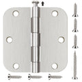 Residential Brushed Nickel Door Hinges 3.5" X 3 1/2" 5/8" Radius