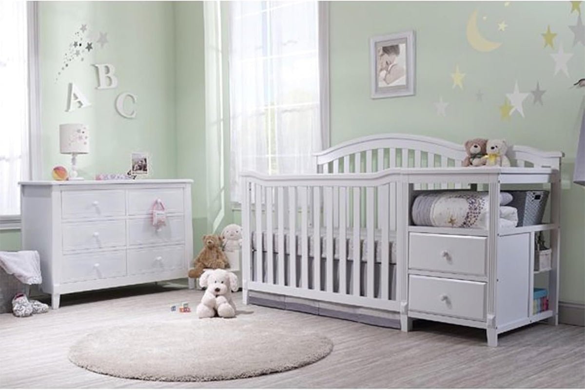 Berkley Crib and Changer with Slat Panel Back Classic -in- Convertible Diaper Changing Table Non-Toxic Finish Wooden