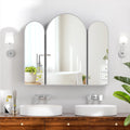 Triple Arched Brushed Nickel Medicine Cabinet,Medicine Cabinet with Mirror,3 Doors,Surface Mount Bathroom Mirror