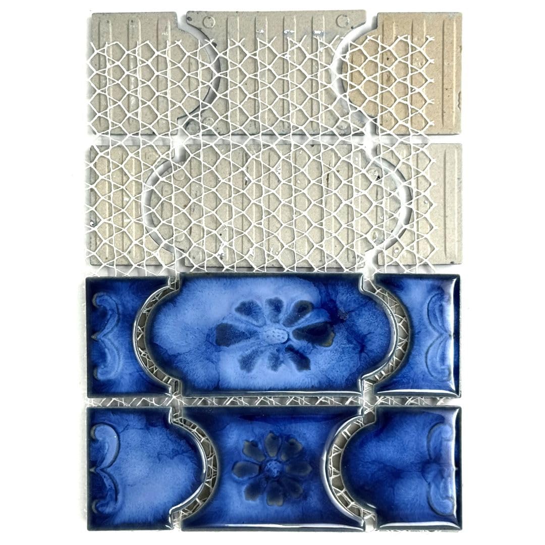 Marble Royal Blue Glossy Porcelain Mosaic Tile on 6x12 Mesh for Pool, Bathroom, Shower, Kitchen Backsplash, Accent