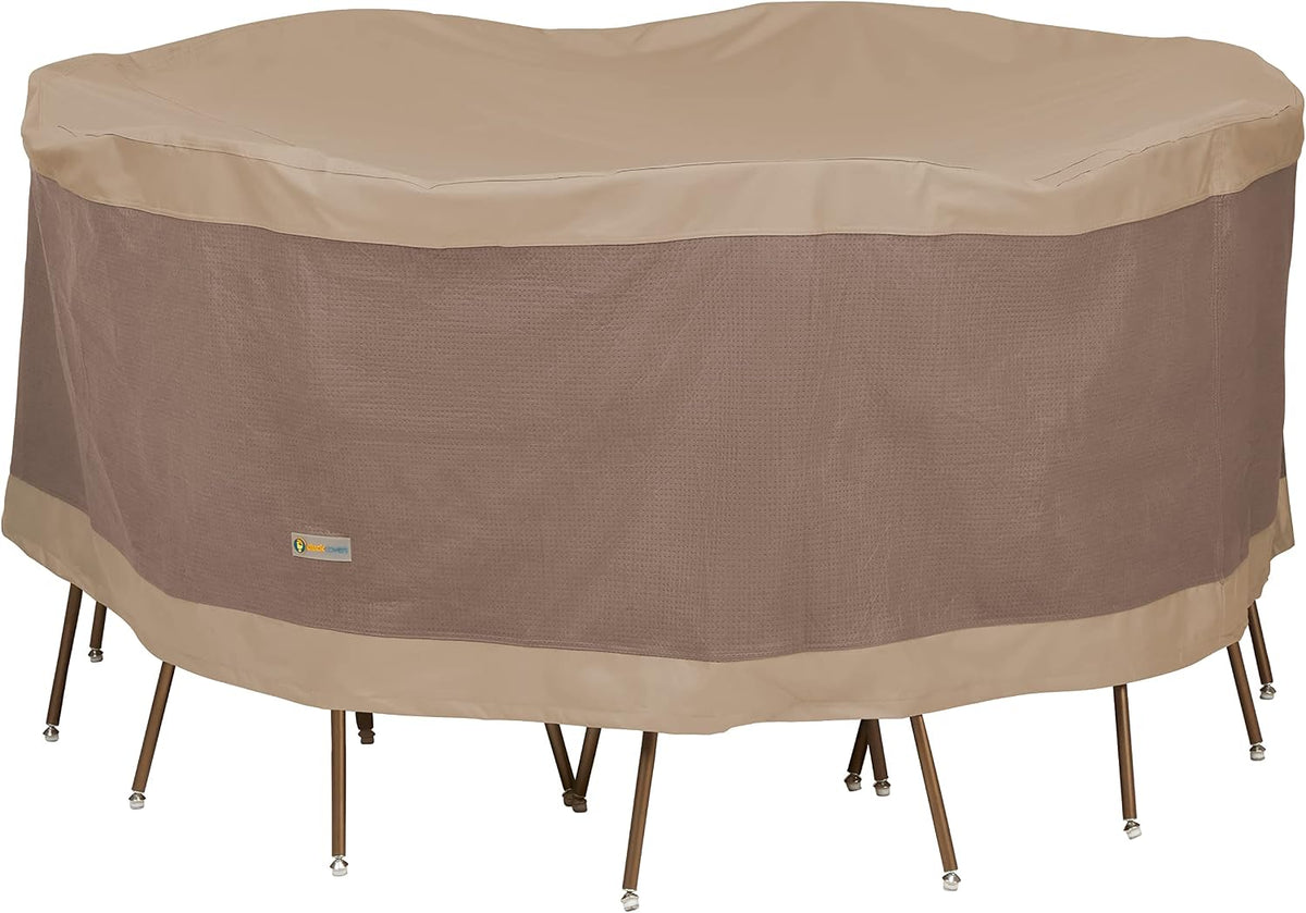 Elegant Water-Resistant 90 Inch Round Patio Table & Chair Set Cover, Outdoor Table and Chair Cover
