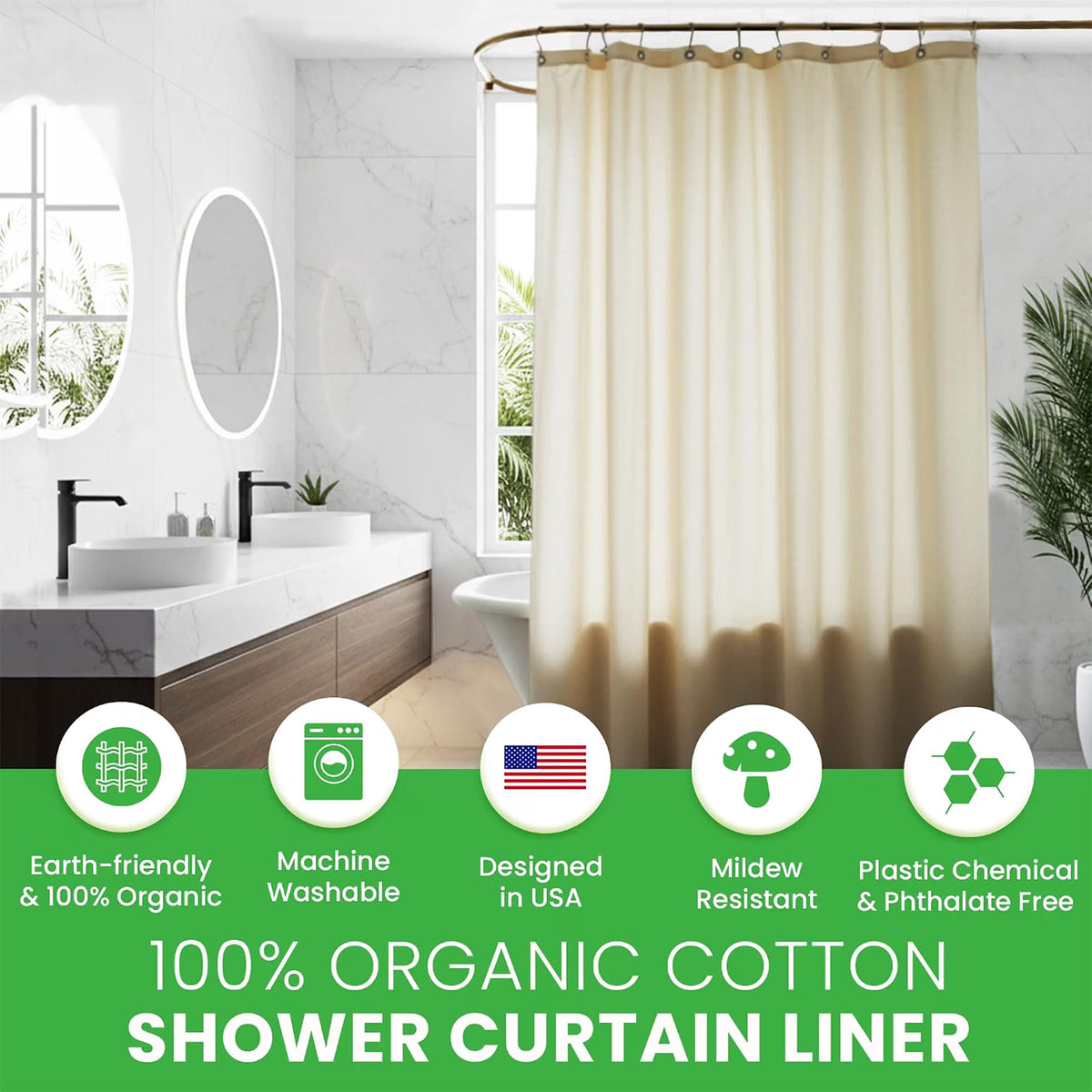 Natural Cotton Bathtub Liner- 70" x 72"